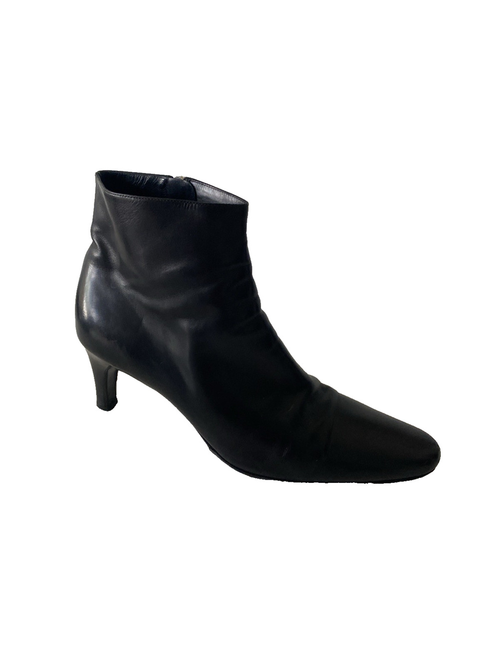 Bally Sierra Bootie Ankle Boot Black Leather Kitten Heel Almond Toe zip 40.5 10